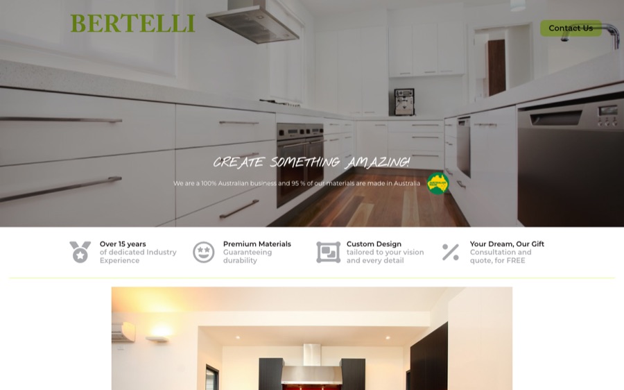Bertelli custom kitchens website