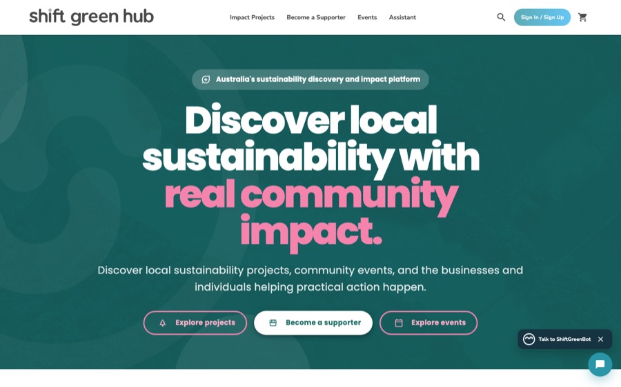 Shift Green Hub website